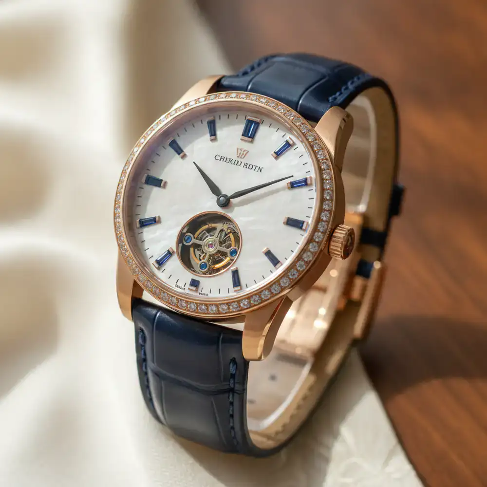 Detalle de materiales de un reloj de lujo