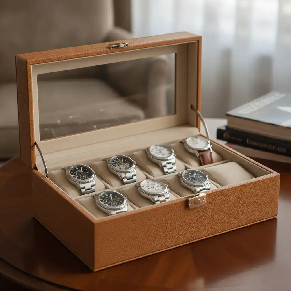 Caja de cuero para relojes