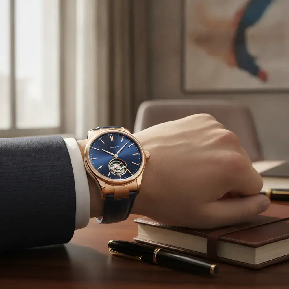 Reloj de lujo en muñeca de un profesional